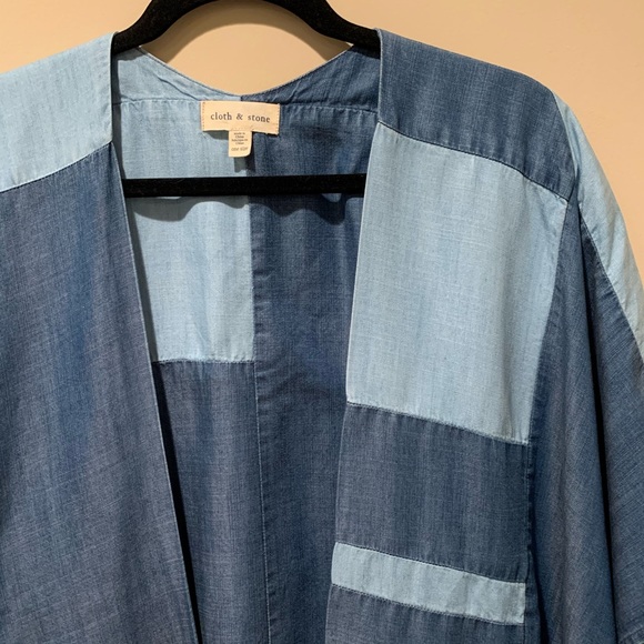 Anthropologie Cloth & Stone Denim Patchwork Kimono - Picture 2 of 2